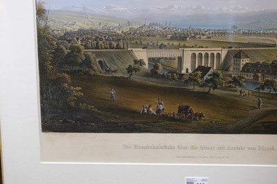 Lot 286 - Zurich. Isenring (J. B.). Die Eisenbahnbrucke uber die Limat mit Ansicht von Zurich, 1855