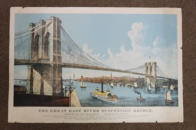 Lot 275 - New York. Currier & Ives (publishers). The Great East River Suspension Bridge, 1886