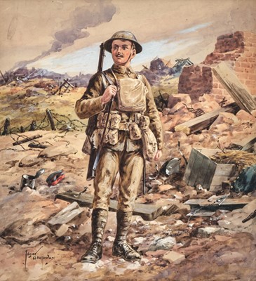 Lot 255 - Holloway (Edgar A., 1870-1941). WWI soldier, watercolour