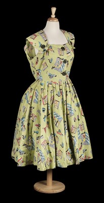 Lot 236 - Clothing. A 1950s Beverley dress, & a pair of 1950s curtains