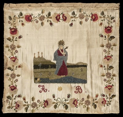 Lot 248 - Embroidered picture. An early-mid 18th century embroidery of the Virgin Mary