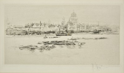 Lot 563 - Walcot (William, 1874-1943). The Thames from Waterloo Bridge, 1913