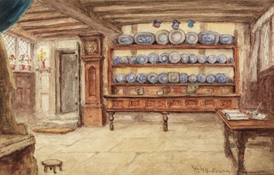 Lot 145 - Quatremaine (W. W. 1857 - 1930). Two Interior views of a cottage