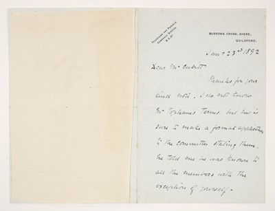 Lot 579 - Leader (Benjamin Williams, 1832-1923). A series of 7 autograph letters signed, 1892-1920