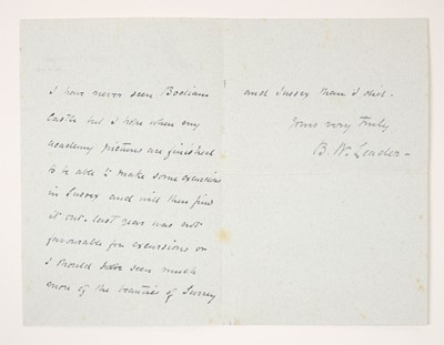 Lot 579 - Leader (Benjamin Williams, 1832-1923). A series of 7 autograph letters signed, 1892-1920