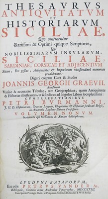 Lot 198 - Graevius (Johann Georg). Thesaurus Antiquitatum et Historiarum Siciliae, vol. 9 only (of 15), 1723