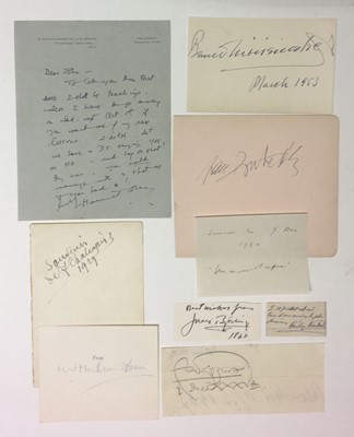 Lot 588 - Music Autographs. A collection of 27 autograph items,  mostly 20th century