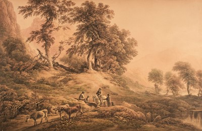 Lot 470 - English School. Figures in a landscape, probably Dovedale