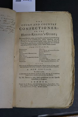 Lot 355 - Borella (Mr.). The Court and Country Confectioner, new edition, 1772