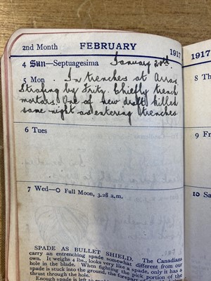 Lot 324 - World War I Diary. Diary of Arras casualty Private A. R. Hopgood, 1917