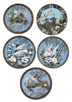 Lot 160 - Chinese. Cloisonné plates