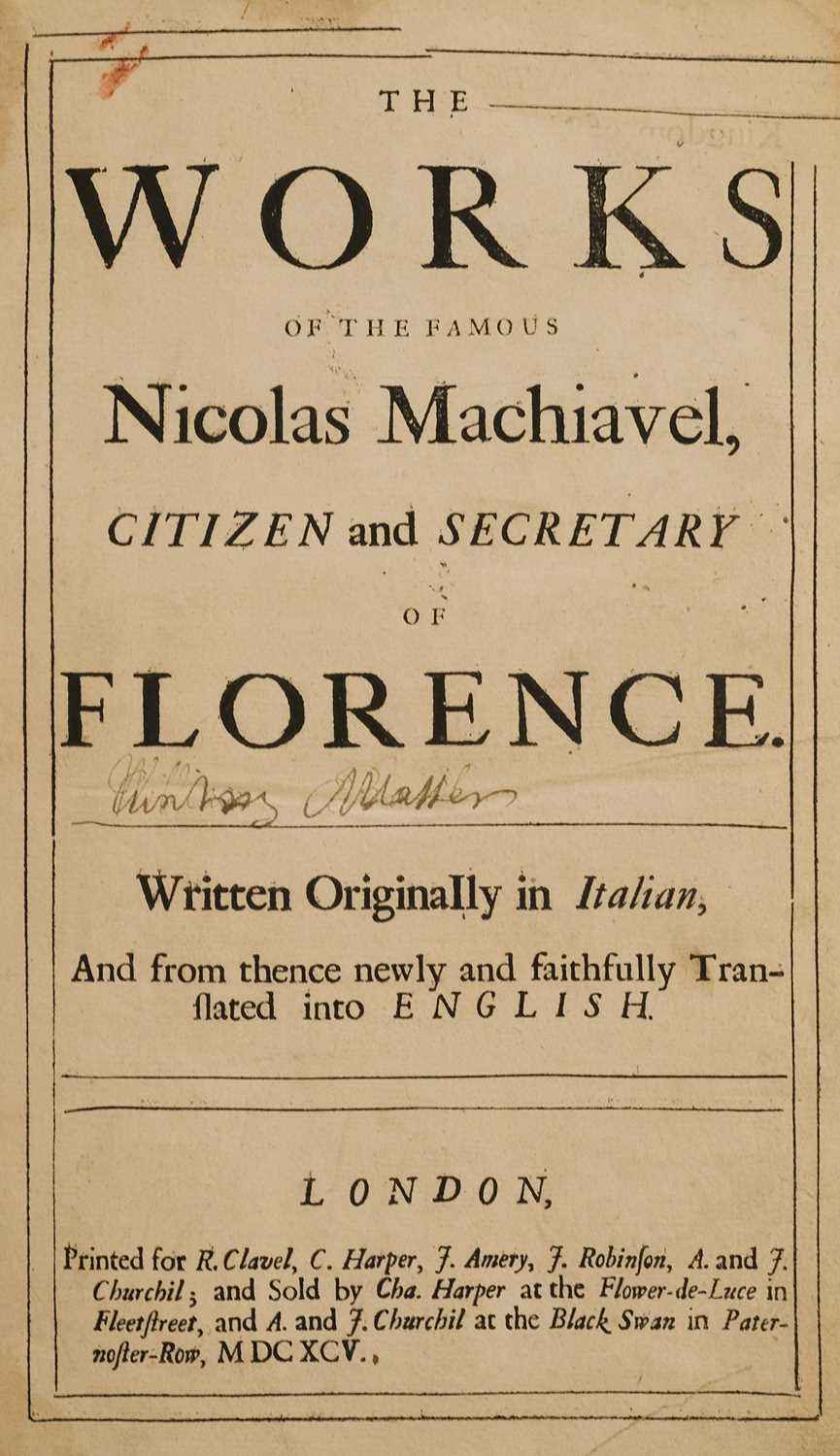 Lot 333 - Machiavelli (Niccolo). The Works of the Famous Nicolas Machiavel, 1695