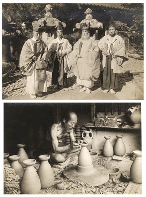Lot 74 - Ponting (Herbert George, 1870-1935). Shinto Priests, Japan [&] Potter at his wheel, Kyoto, c. 1905