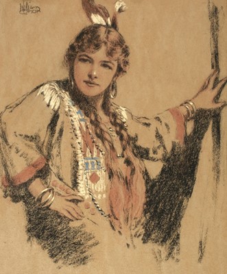 Lot 577 - Conor (William, 1881-1968). Mary Isabel Fullerton as Minnehaha, coloured chalks
