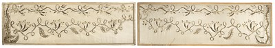 Lot 247 - Embroidered panels. A pair of 18th century metalwork panels