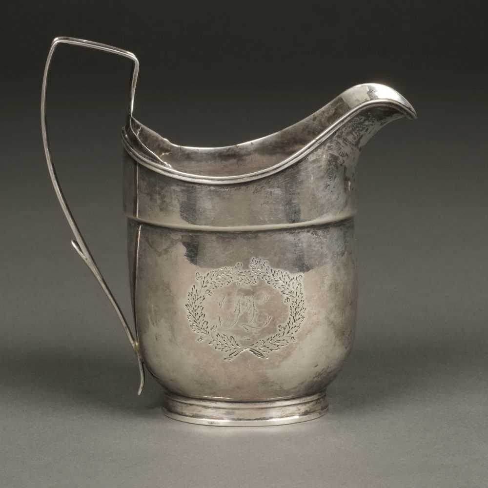 Lot 13 - American Silver. Silver milk jug by Robert Evans, Boston circa 1800