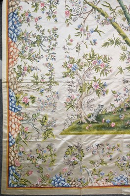 Lot 223 - Chinese. A large Tree of Life painted silk panel or coverlet, Guangzhou [Canton]: circa 1760-1800