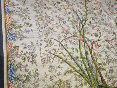 Lot 223 - Chinese. A large Tree of Life painted silk panel or coverlet, Guangzhou [Canton]: circa 1760-1800