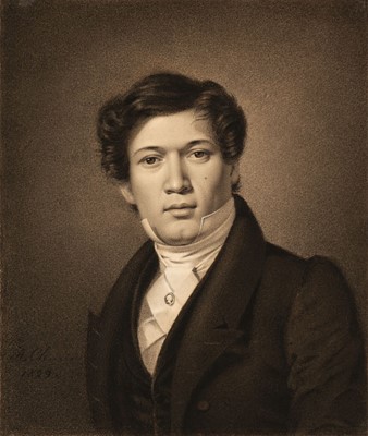 Lot 383 - French School. Portrait of a Young Man, 1829