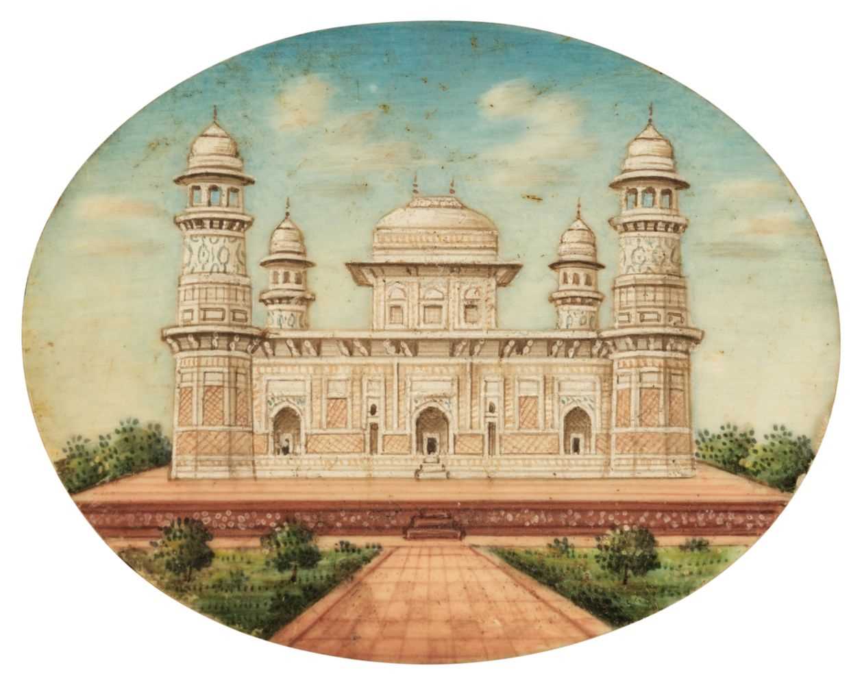 Lot 418 - Indian School. Miniature painting of a mosque, circa 1850s