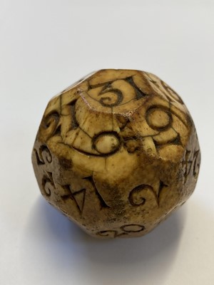 Lot 116 - Gambling ball. A rare 17th century ivory teetotum, English