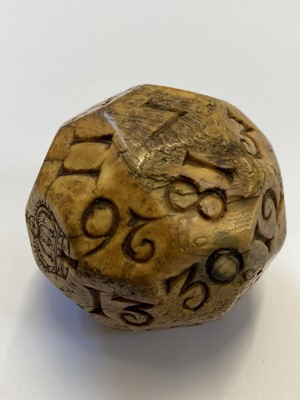 Lot 116 - Gambling ball. A rare 17th century ivory teetotum, English
