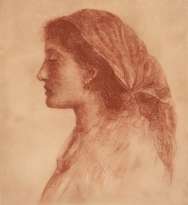 Lot 495 - Pre-Raphaelite School. Portrait in profile of a young gypsy woman, circa 1880-1900