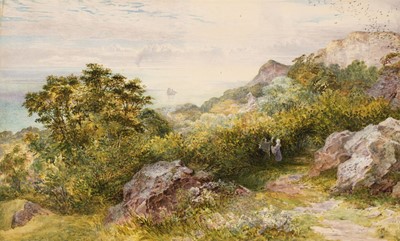 Lot 463 - Brett (John, 1830-1902). Cliff Scene in Cornwall, watercolour and gouache on paper
