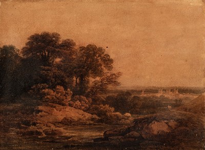 Lot 137 - Nicholson (Francis, 1753-1844). Landscape with trees by a river