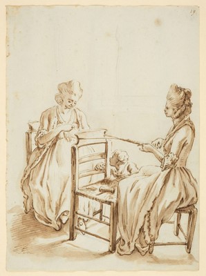 Lot 305 - Andriessen (Anthonie, 1746-1813). Two ladies seated with a young child looking on