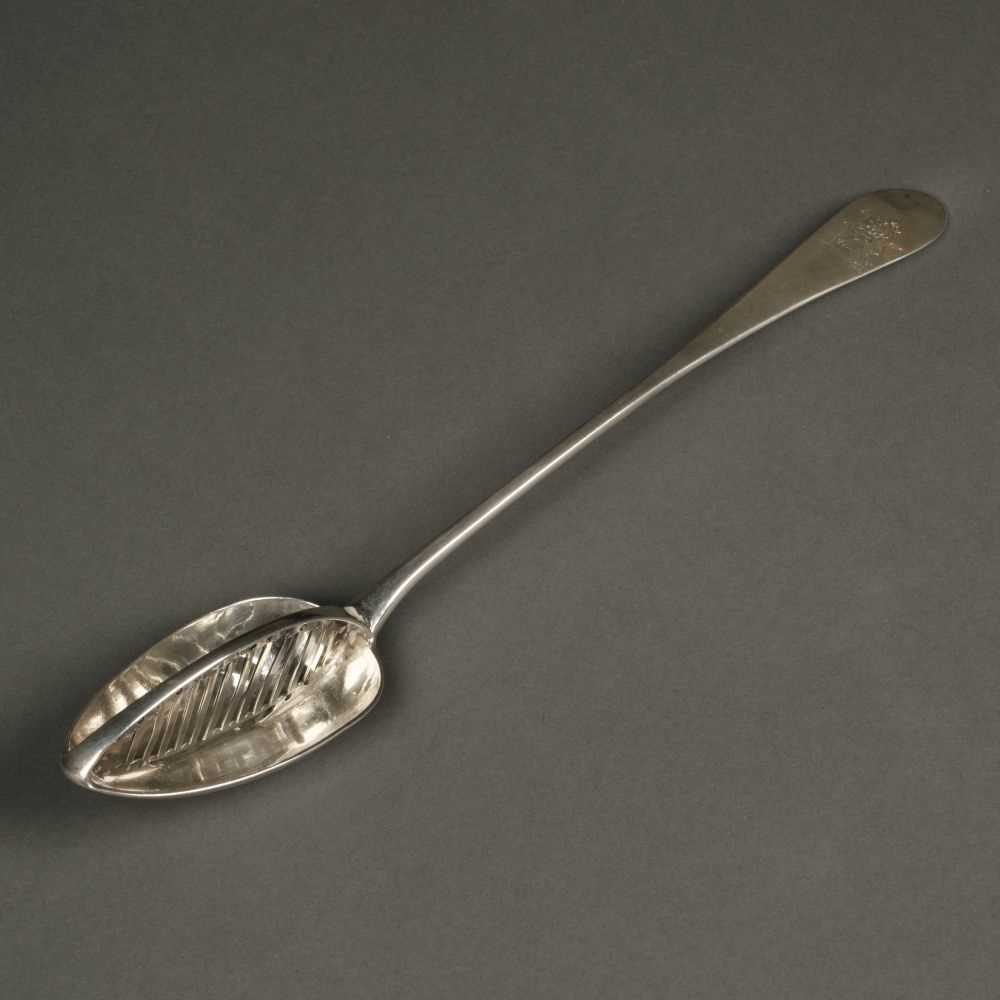 Lot 51 - Strainer Spoon. Irish silver strainer spoon by Carden Terry, Cork circa 1780