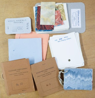 Lot 501 - Sample swatches. An assortment of paper, bookcloth & leather sample swatches, 20th century