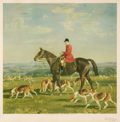 Lot 210 - Munnings (Alfred J.) Portrait of a Huntsman with hounds, 1930