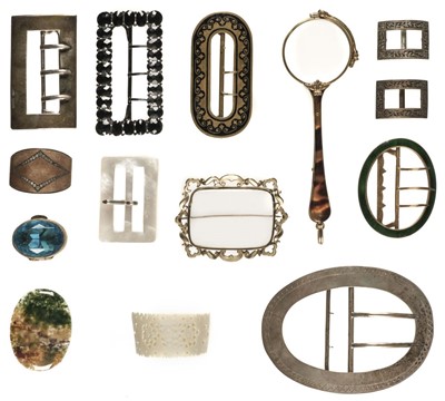Lot 104 - Buckles. A collection of 19th and early 20th century buckles and other objects