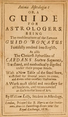 Lot 380 - Lilly (William). Anima Astrologiae: or, a Guide for Astrologers, 1676