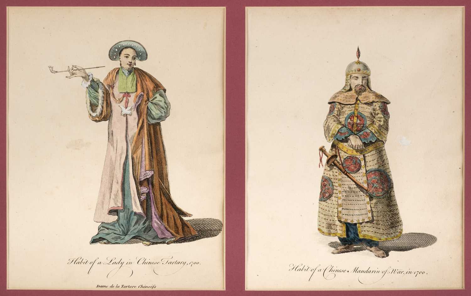 Lot 6 - China. Ten plates from A Collection of the Dresses of Different Nations, 1757-72, and 1 other