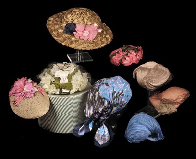 Lot 265 - Hats. A Christian Dior silk turban hat, late 1960s/early 1970s, & others