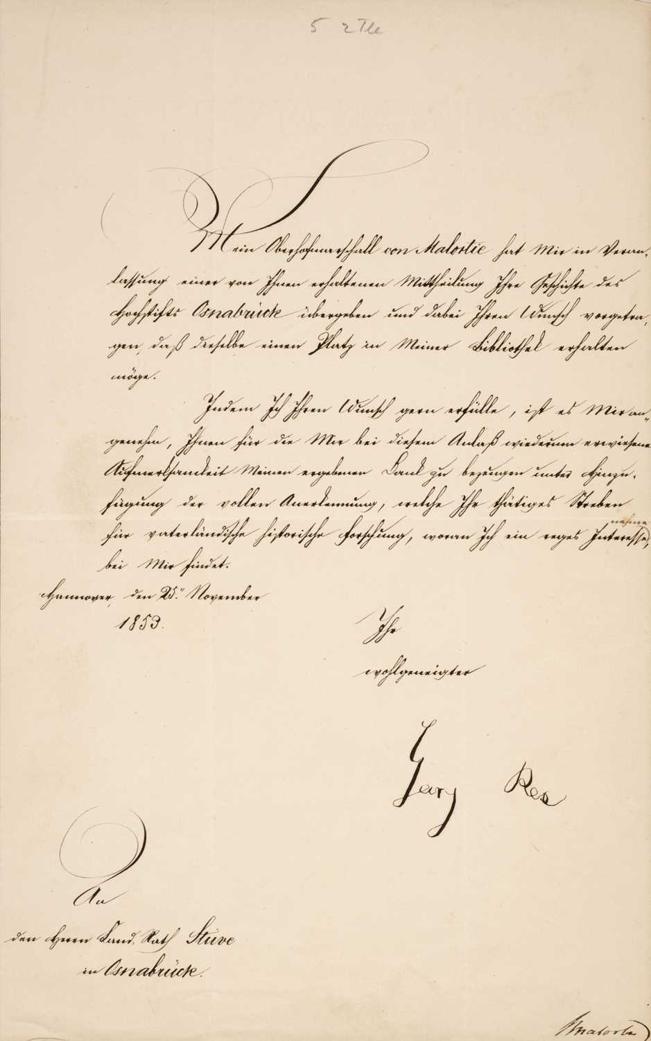 Lot 304 - George V (1819-1878). Letter Signed, 'Georg Rex'