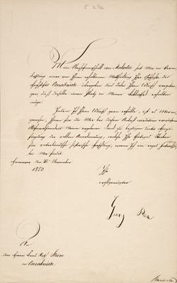 Lot 304 - George V (1819-1878). Letter Signed, 'Georg Rex'