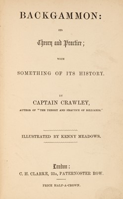 Lot 215 - Pardon, George Frederick. Backgammon: Its Theory and Practice ...