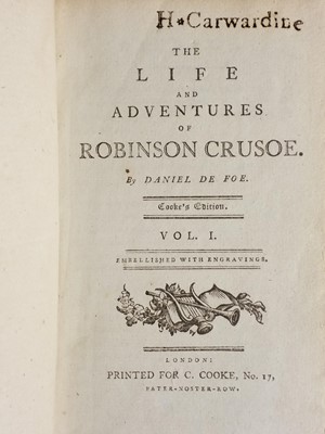 Lot 186 - Defoe (Daniel). The Life and Surprizing Adventures of Robinson Crusoe, 3rd edition, 1719