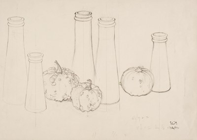 Lot 640 - Hodgkin (Eliot, 1905-1987). Still life of three gourds and five bottles, pencil, plus 4 others