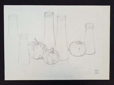 Lot 640 - Hodgkin (Eliot, 1905-1987). Still life of three gourds and five bottles, pencil, plus 4 others