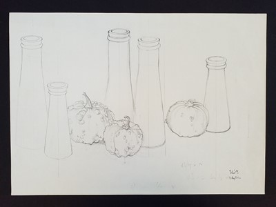Lot 640 - Hodgkin (Eliot, 1905-1987). Still life of three gourds and five bottles, pencil, plus 4 others