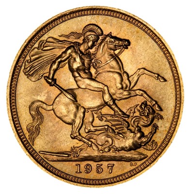 Lot 55 - Elizabeth II, full gold Sovereign, 1957