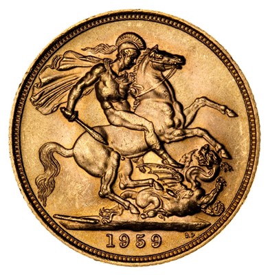 Lot 61 - Elizabeth II, full gold Sovereign, 1959