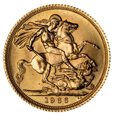 Lot 67 - Elizabeth II, full gold Sovereign, 1966