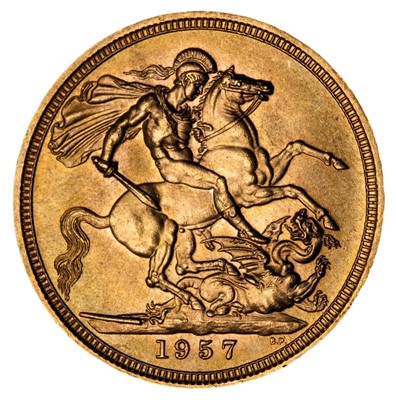 Lot 54 - Elizabeth II, full gold Sovereign, 1957