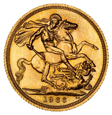 Lot 65 - Elizabeth II, full gold Sovereign, 1966
