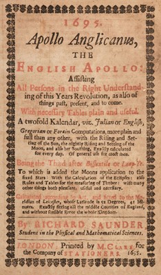 Lot 354 - Almanacks. A group of six almanacks, for the year 1695, plus other antiquarian